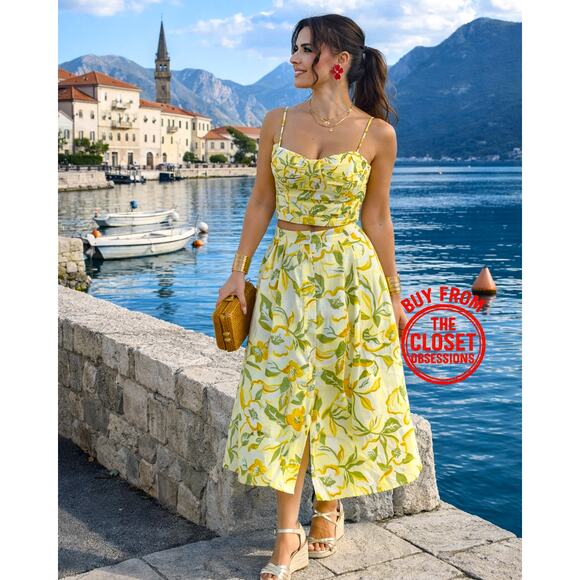 RARE!!! ZARA Co-Ord Set Floral Print Crop Top and Midi Skirt NWT - Picture 3 of 16